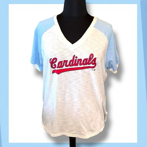 Fanatics Tops - NWT FANATICS St. Louis Cardinals White/Light Blue Slub Raglan V-Neck T-Shirt 3XL